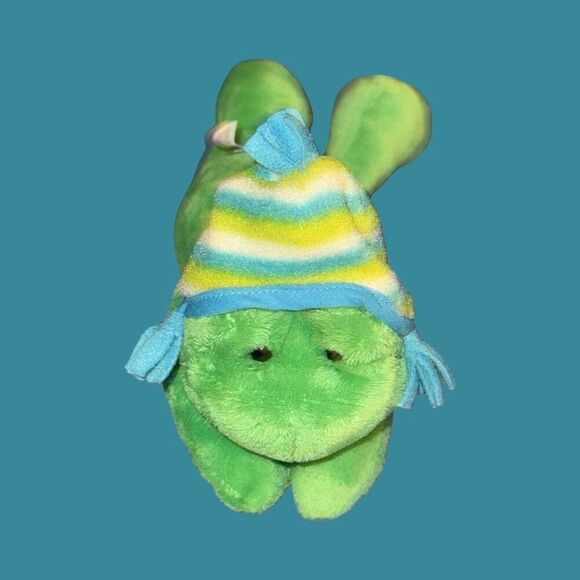 Gund Frog Striped Toboggan Scarf Hat Plush Stuffed Animal P7 - Picture 6 of 7